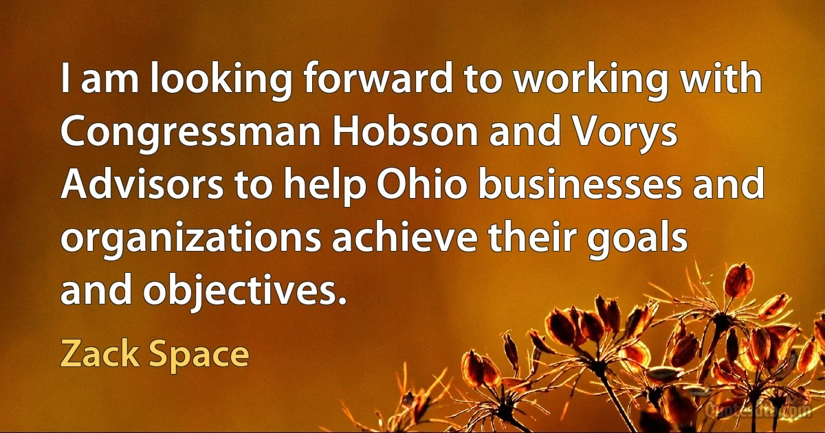 I am looking forward to working with Congressman Hobson and Vorys Advisors to help Ohio businesses and organizations achieve their goals and objectives. (Zack Space)