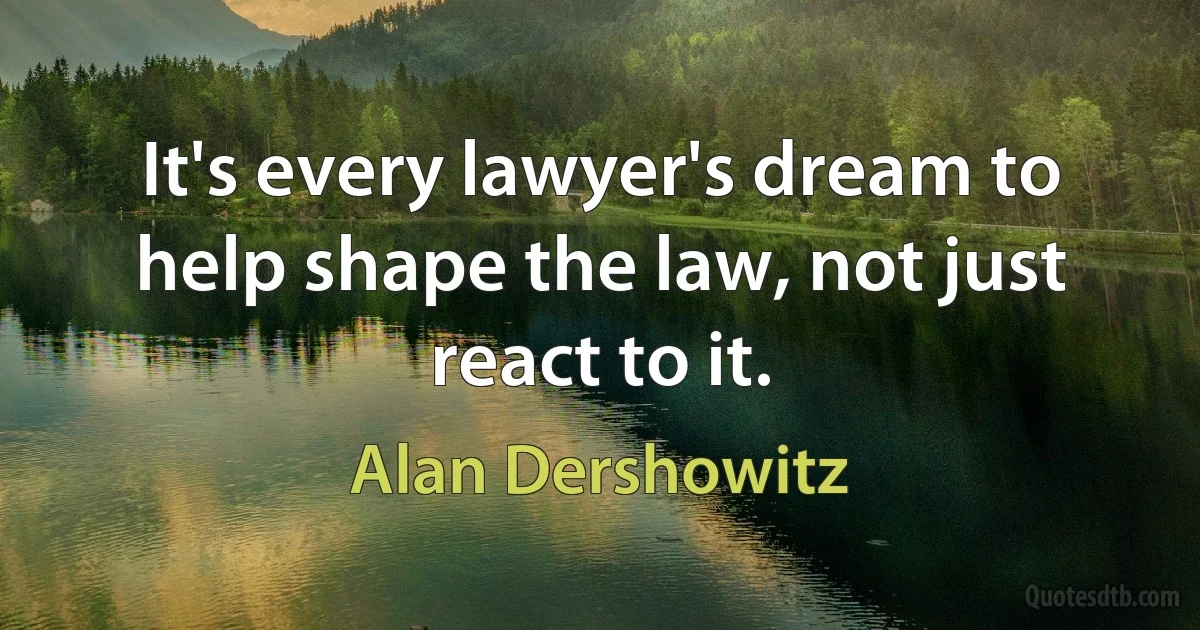 It's every lawyer's dream to help shape the law, not just react to it. (Alan Dershowitz)