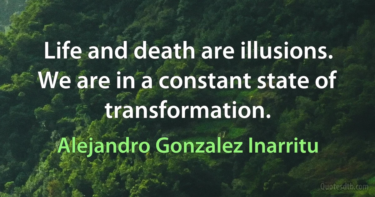 Life and death are illusions. We are in a constant state of transformation. (Alejandro Gonzalez Inarritu)