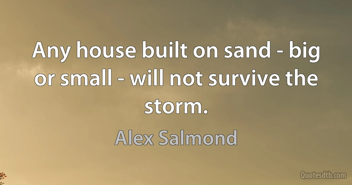 Any house built on sand - big or small - will not survive the storm. (Alex Salmond)