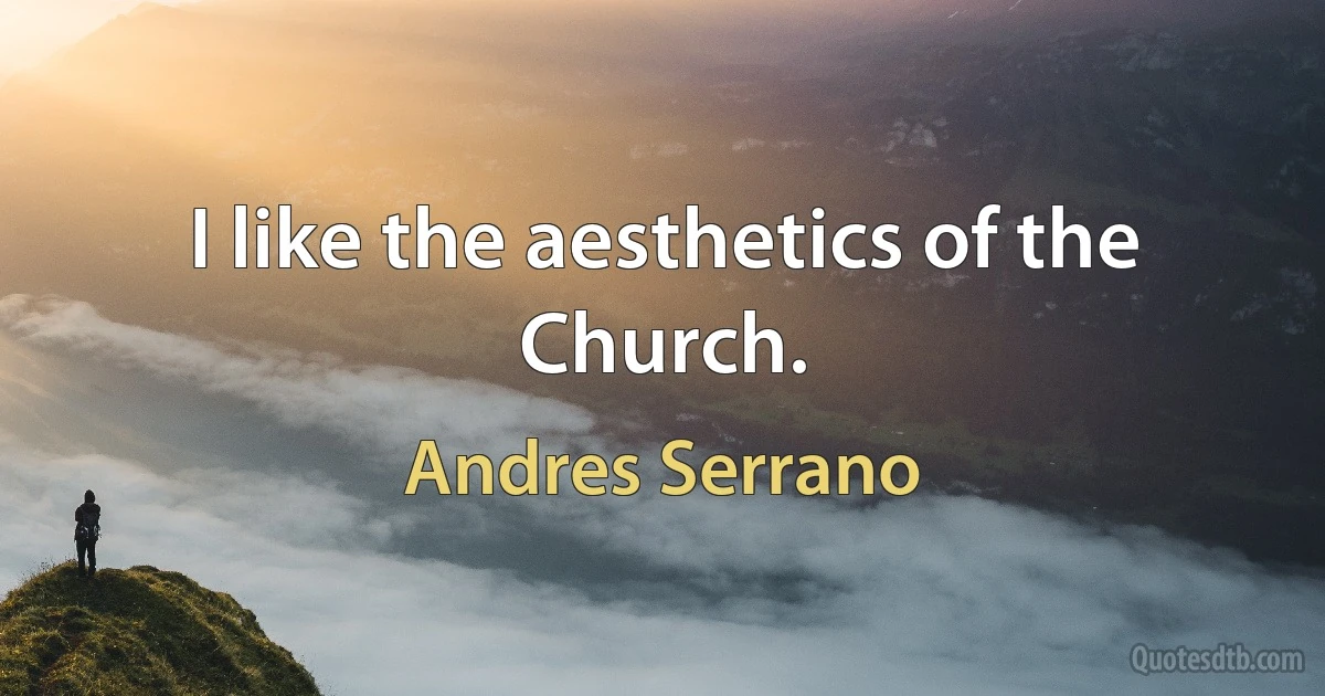 I like the aesthetics of the Church. (Andres Serrano)