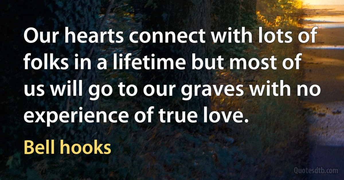 Our hearts connect with lots of folks in a lifetime but most of us will go to our graves with no experience of true love. (Bell hooks)