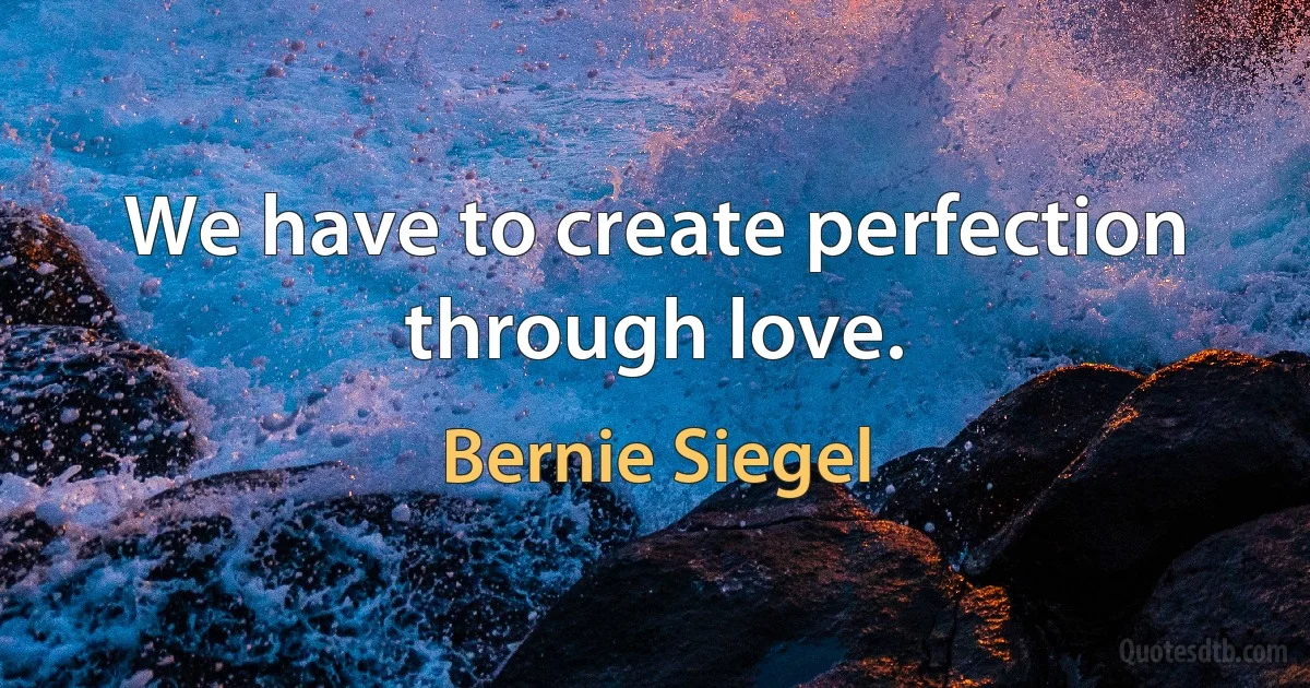 We have to create perfection through love. (Bernie Siegel)