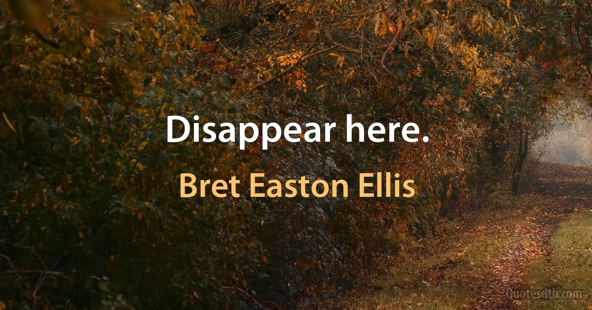 Disappear here. (Bret Easton Ellis)