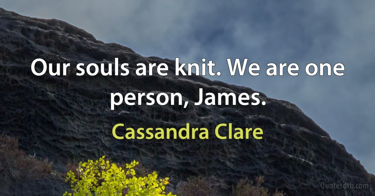 Our souls are knit. We are one person, James. (Cassandra Clare)