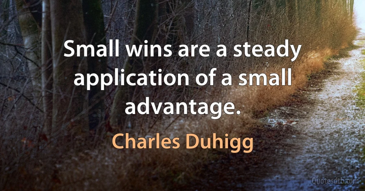 Small wins are a steady application of a small advantage. (Charles Duhigg)