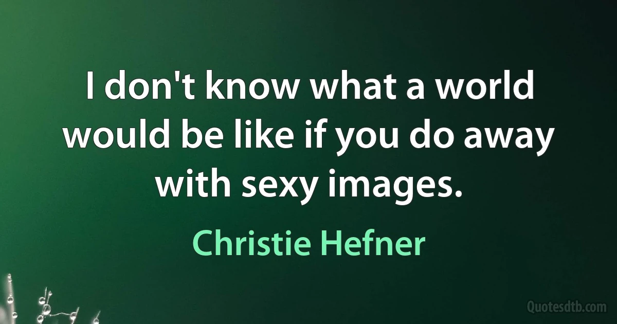 I don't know what a world would be like if you do away with sexy images. (Christie Hefner)