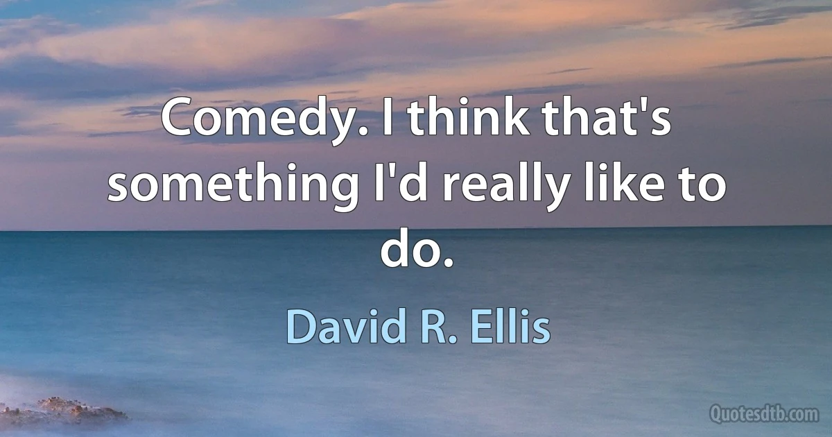 Comedy. I think that's something I'd really like to do. (David R. Ellis)