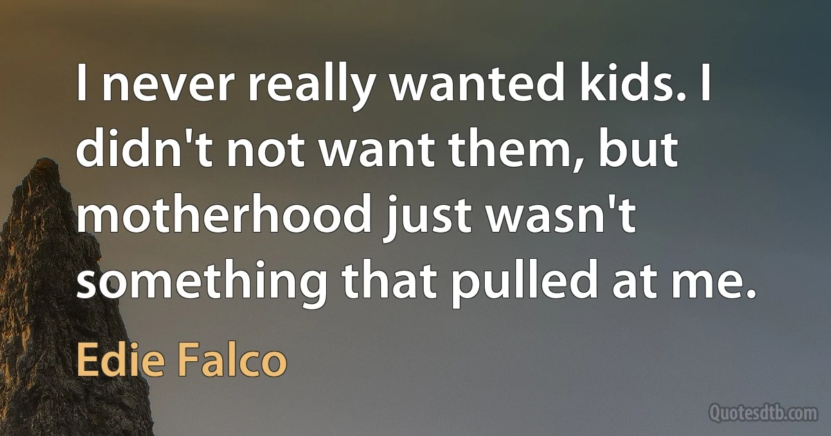 I never really wanted kids. I didn't not want them, but motherhood just wasn't something that pulled at me. (Edie Falco)