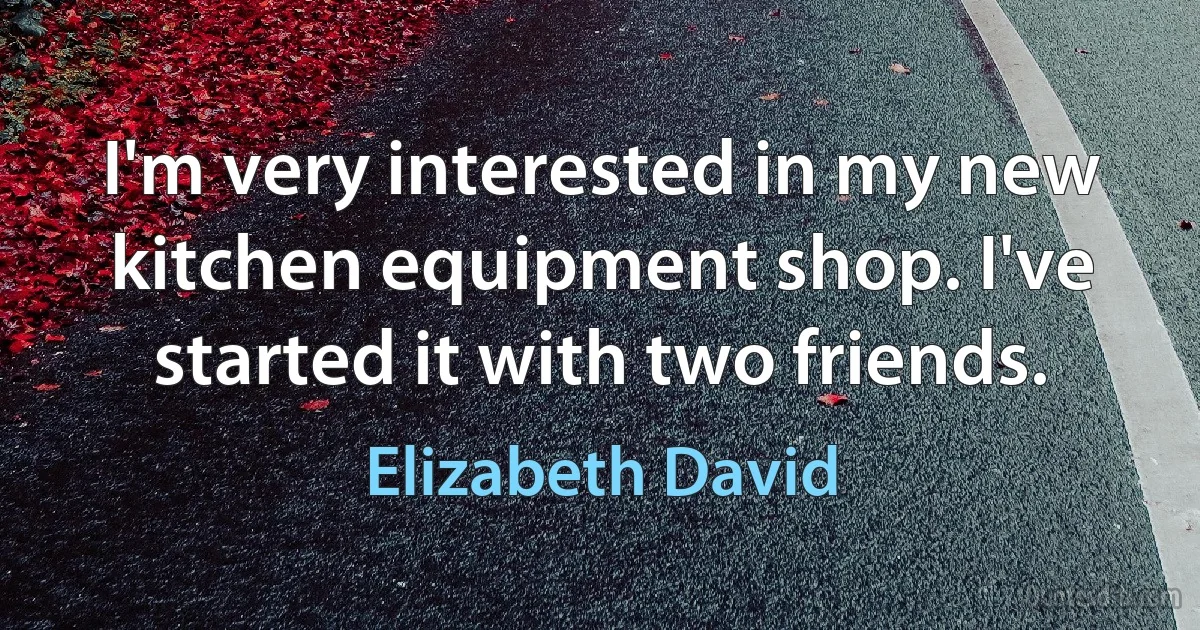 I'm very interested in my new kitchen equipment shop. I've started it with two friends. (Elizabeth David)