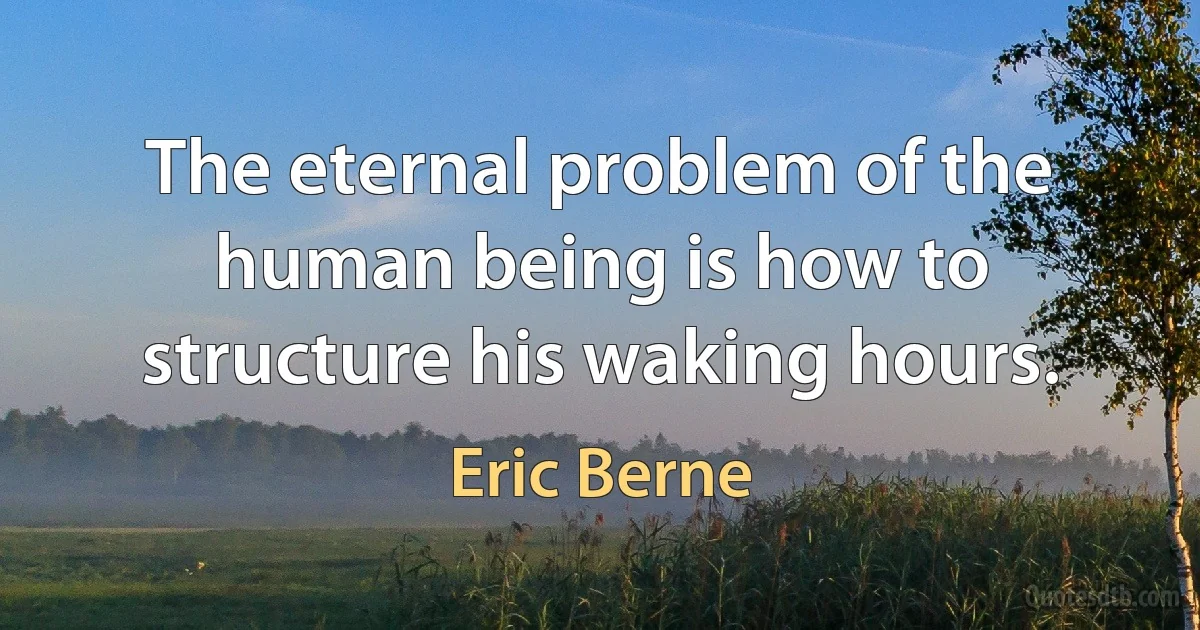 The eternal problem of the human being is how to structure his waking hours. (Eric Berne)