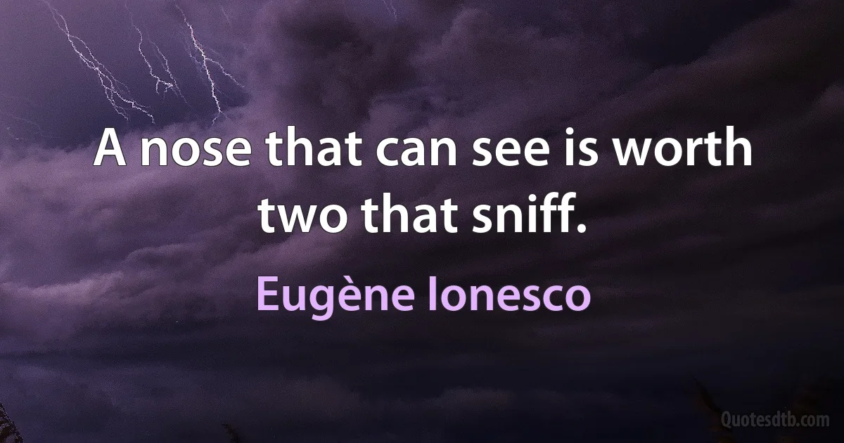 A nose that can see is worth two that sniff. (Eugène Ionesco)