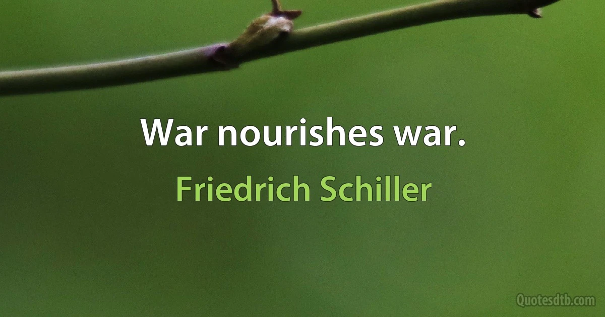 War nourishes war. (Friedrich Schiller)