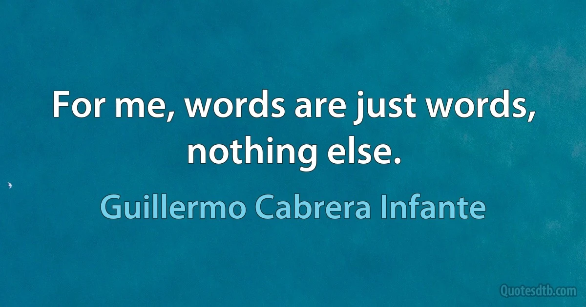 For me, words are just words, nothing else. (Guillermo Cabrera Infante)