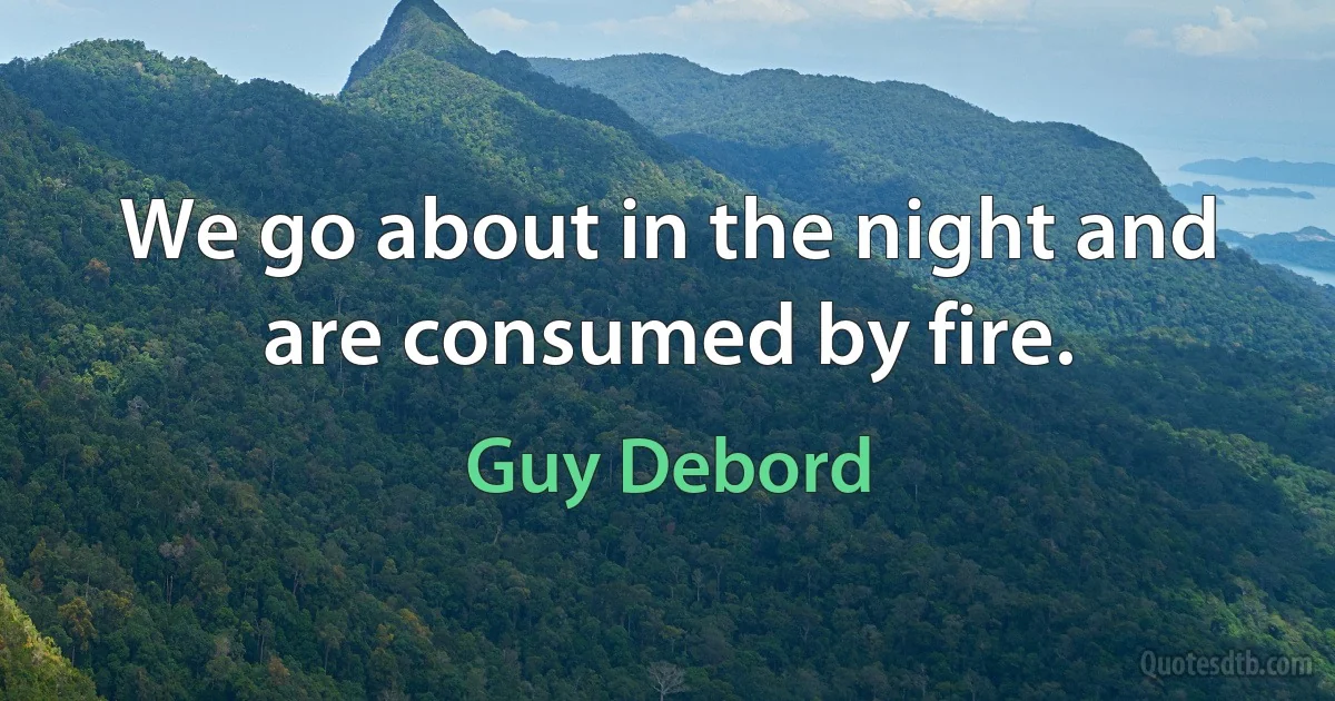 We go about in the night and are consumed by fire. (Guy Debord)