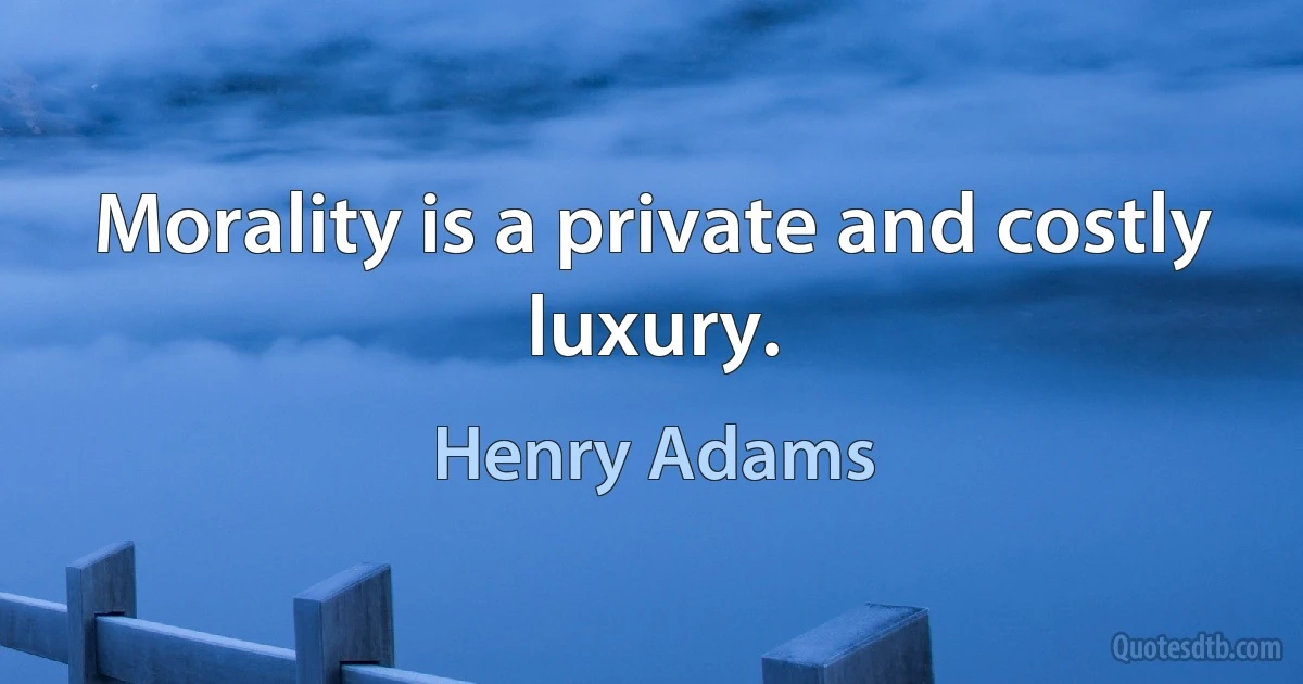 Morality is a private and costly luxury. (Henry Adams)