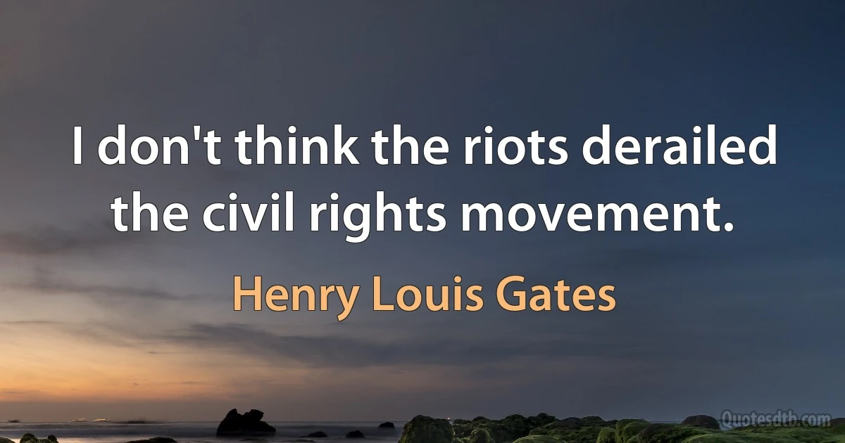 I don't think the riots derailed the civil rights movement. (Henry Louis Gates)