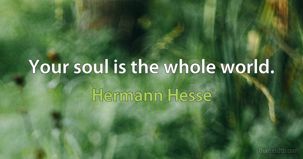 Your soul is the whole world. (Hermann Hesse)