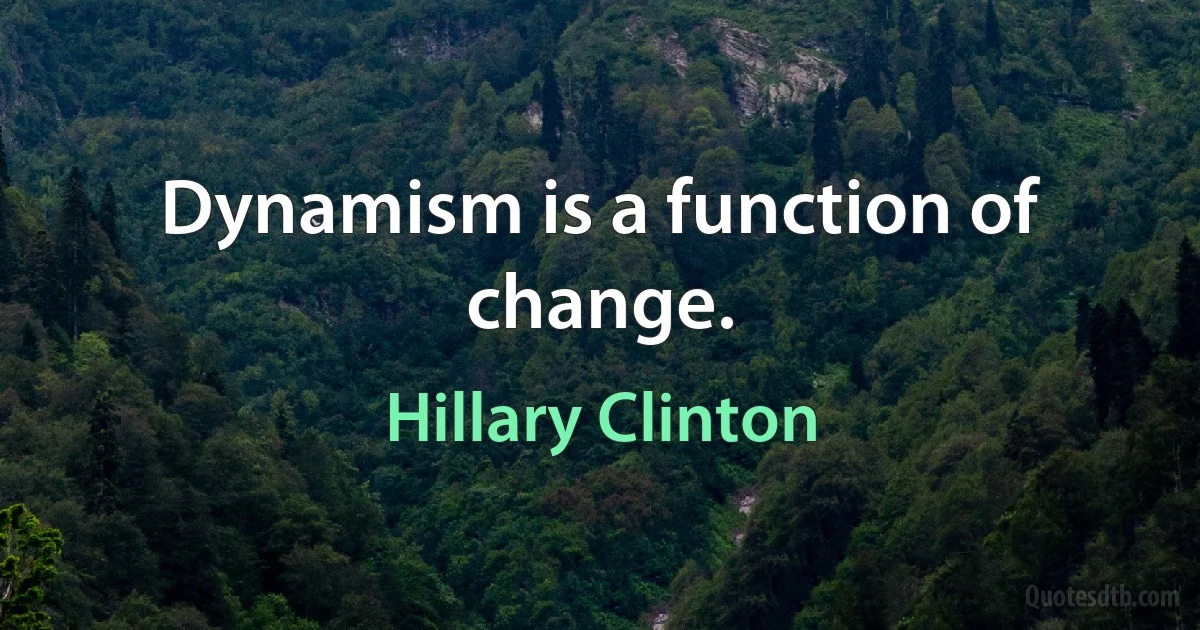 Dynamism is a function of change. (Hillary Clinton)