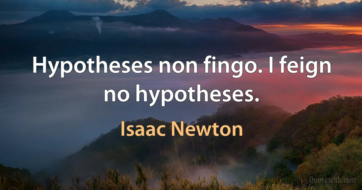 Hypotheses non fingo. I feign no hypotheses. (Isaac Newton)