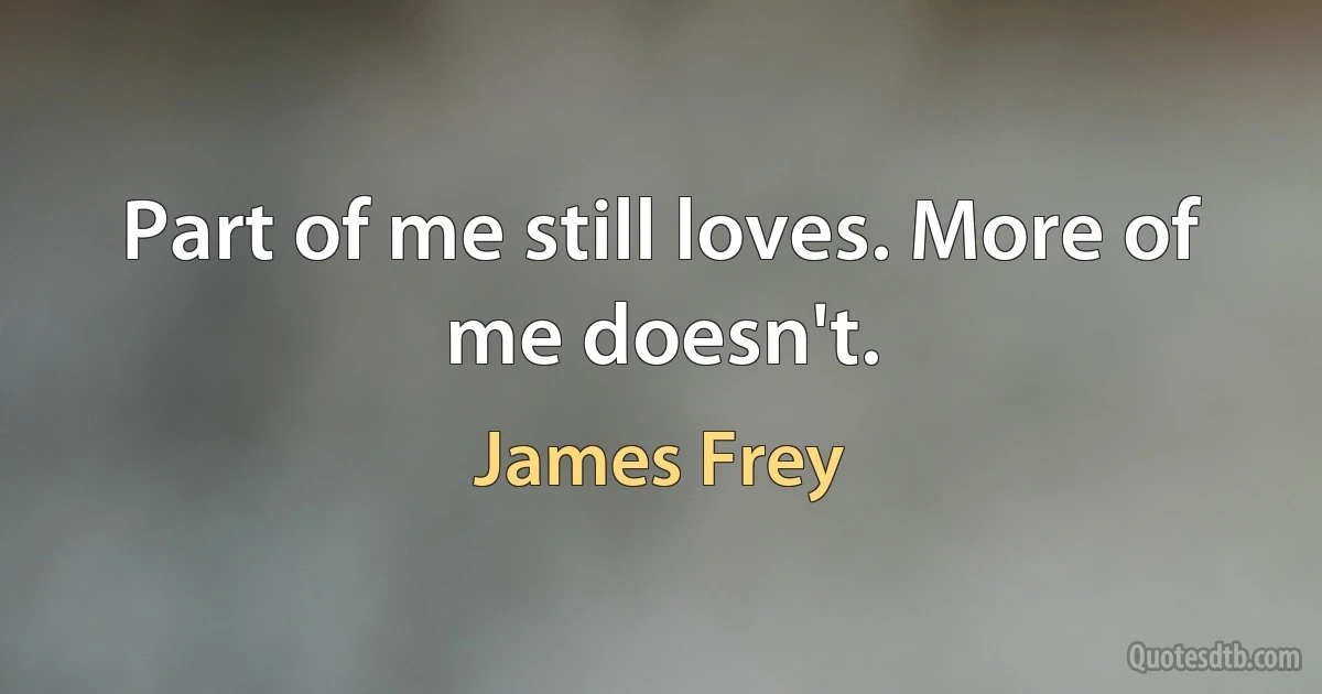 Part of me still loves. More of me doesn't. (James Frey)