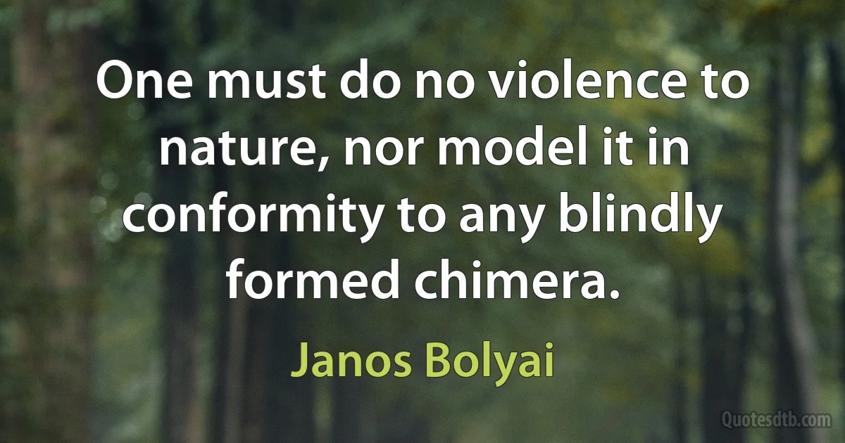 One must do no violence to nature, nor model it in conformity to any blindly formed chimera. (Janos Bolyai)