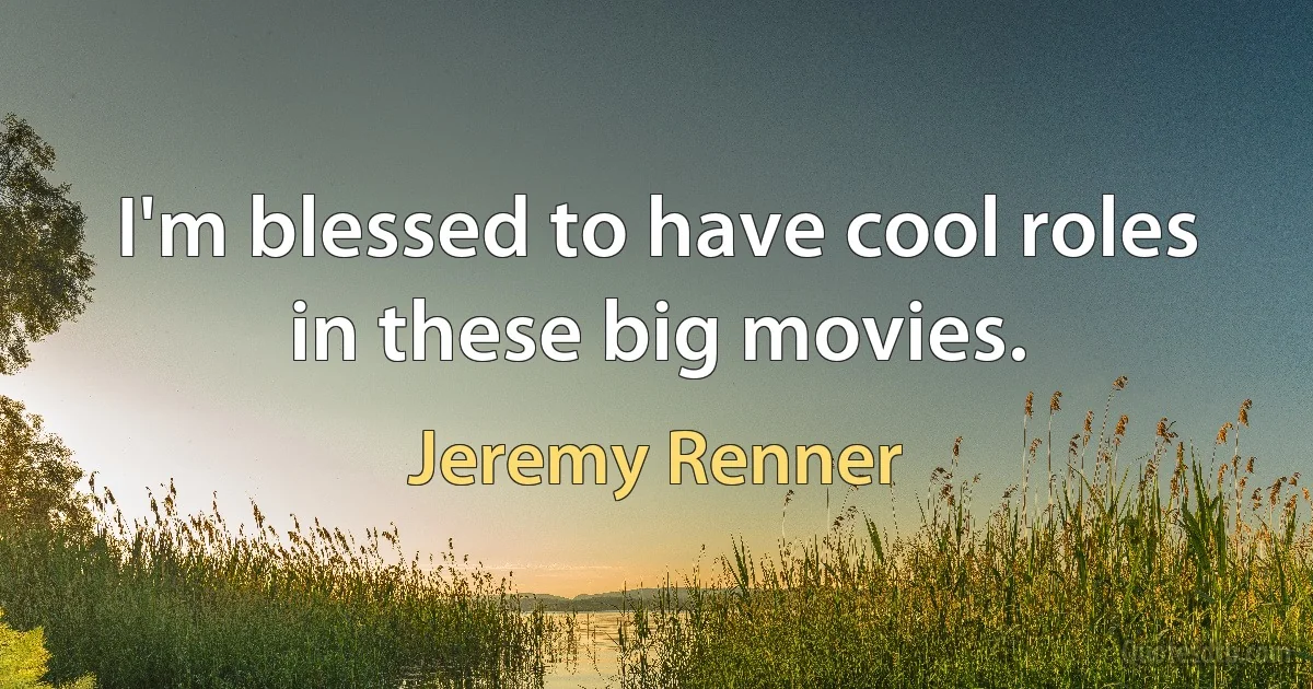 I'm blessed to have cool roles in these big movies. (Jeremy Renner)