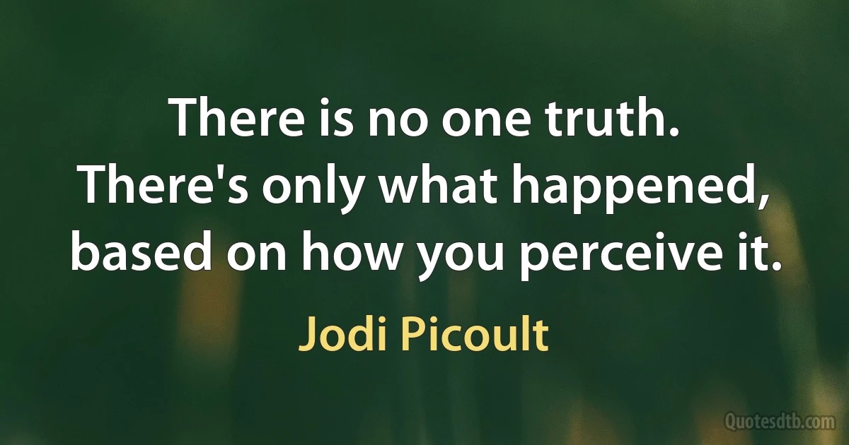 There is no one truth. There's only what happened, based on how you perceive it. (Jodi Picoult)