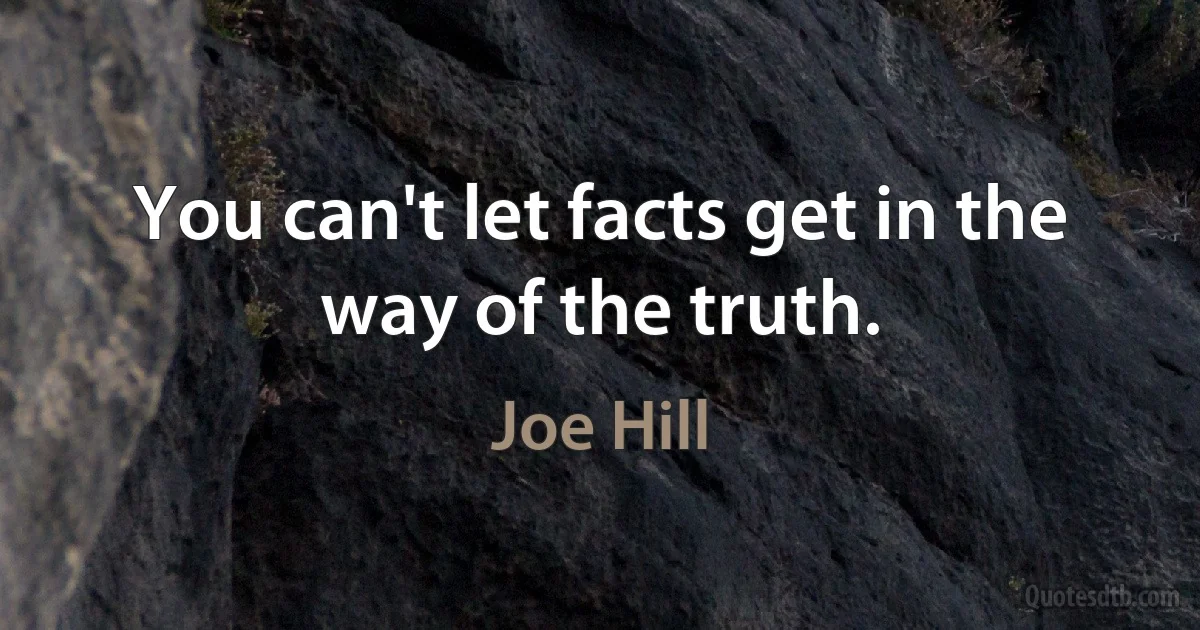 You can't let facts get in the way of the truth. (Joe Hill)