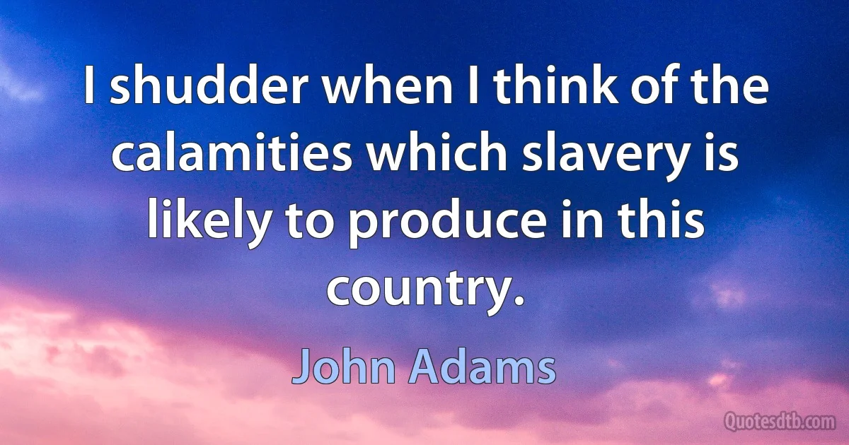 I shudder when I think of the calamities which slavery is likely to produce in this country. (John Adams)