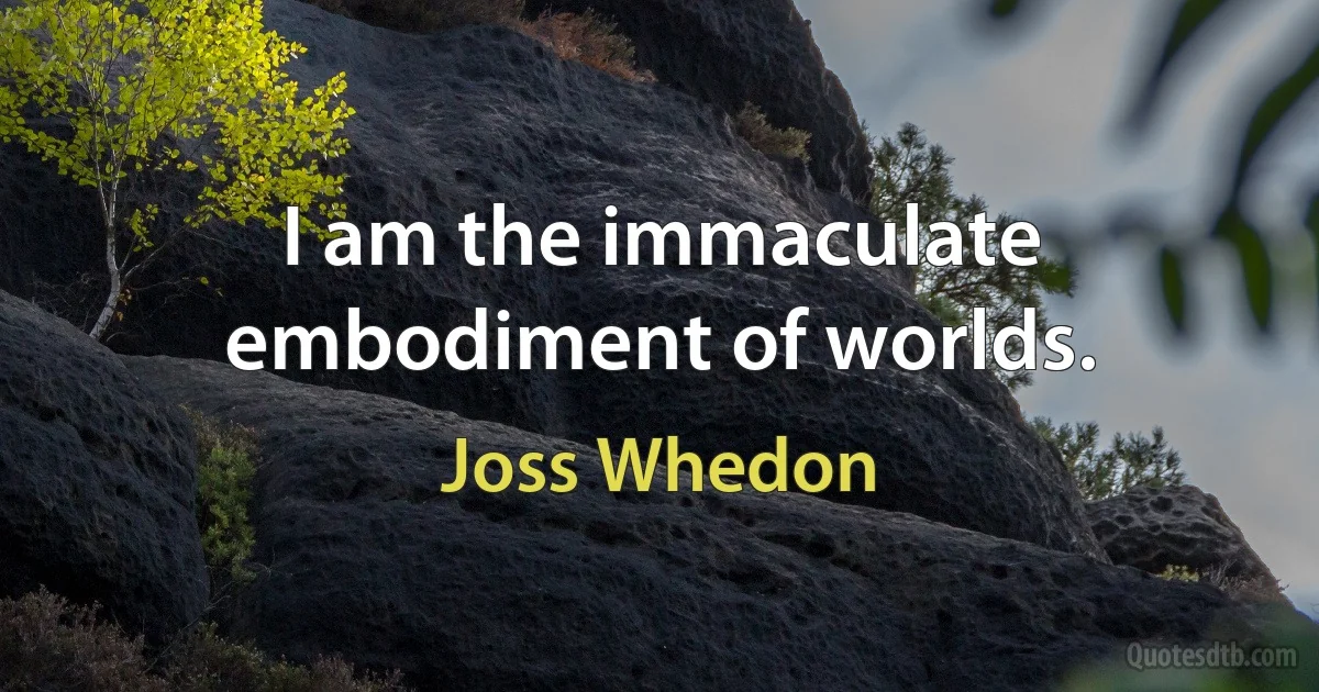 I am the immaculate embodiment of worlds. (Joss Whedon)