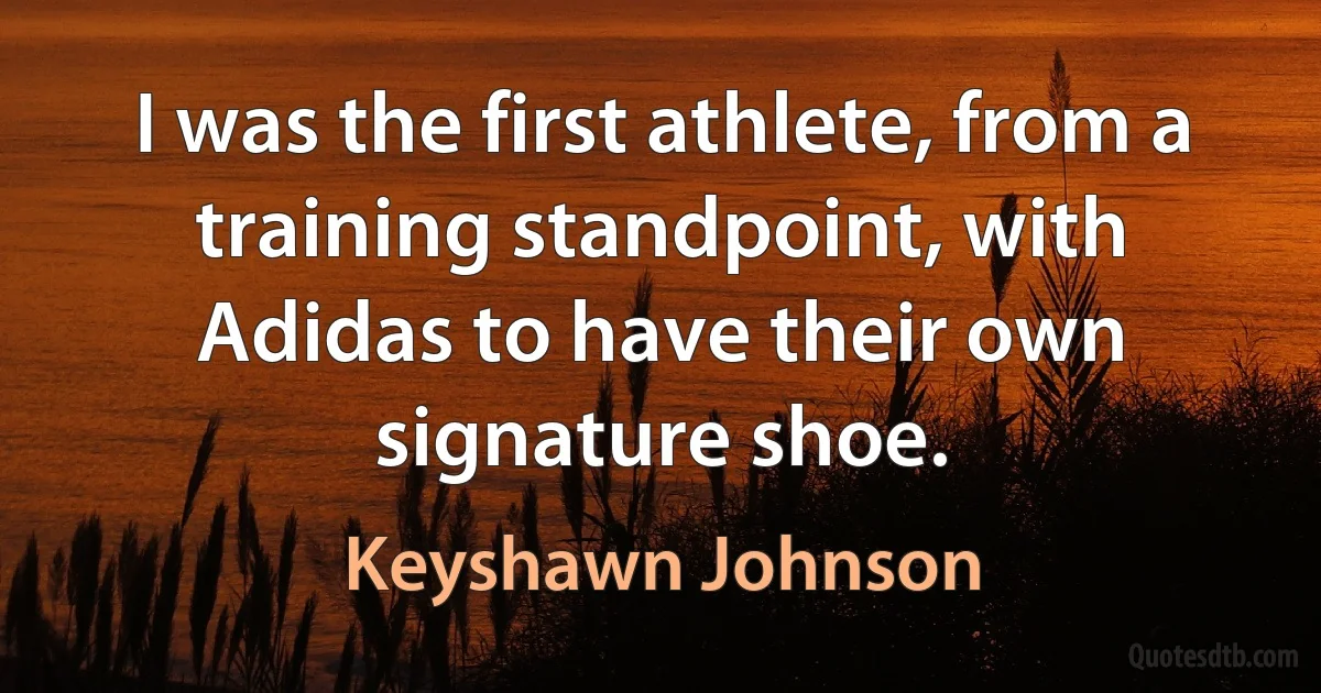 I was the first athlete, from a training standpoint, with Adidas to have their own signature shoe. (Keyshawn Johnson)