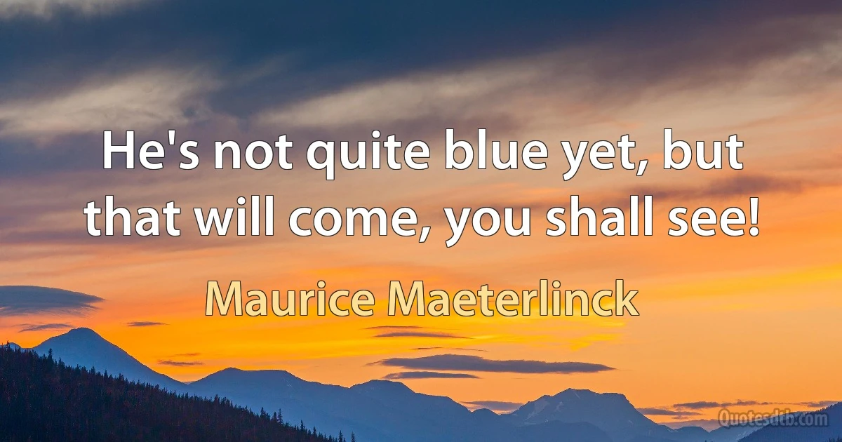 He's not quite blue yet, but that will come, you shall see! (Maurice Maeterlinck)