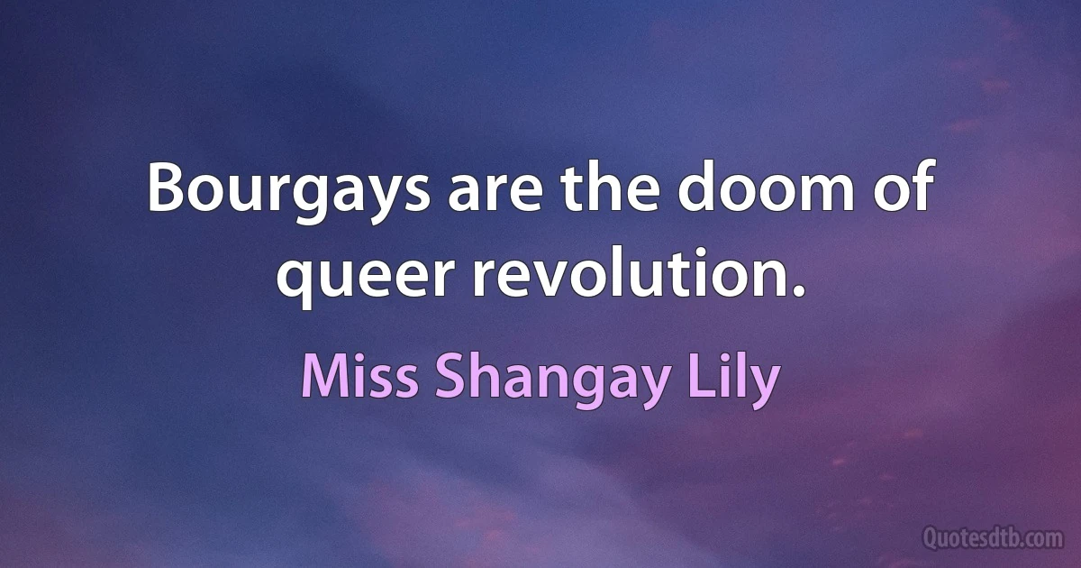 Bourgays are the doom of queer revolution. (Miss Shangay Lily)