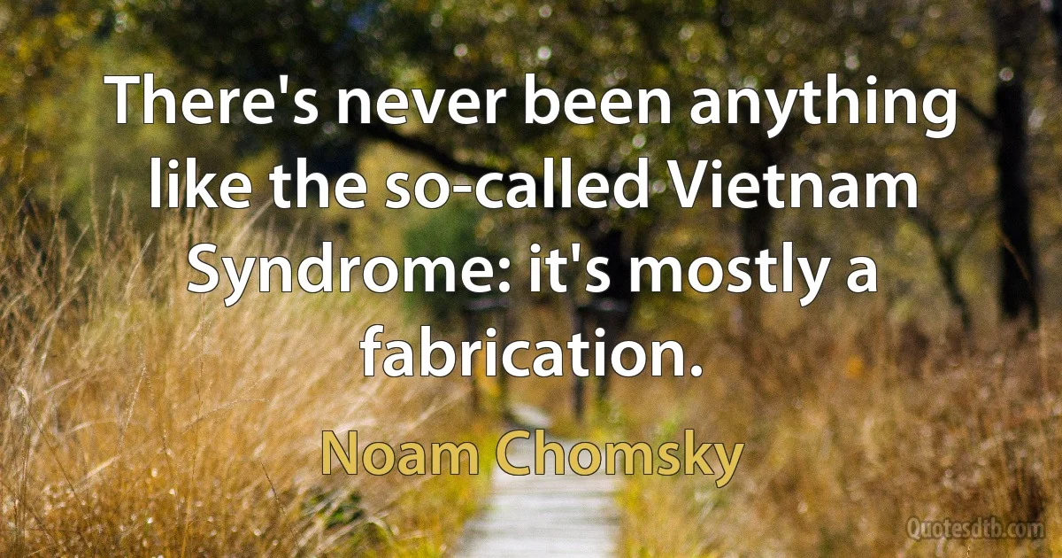 There's never been anything like the so-called Vietnam Syndrome: it's mostly a fabrication. (Noam Chomsky)