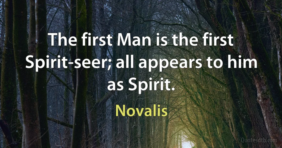 The first Man is the first Spirit-seer; all appears to him as Spirit. (Novalis)