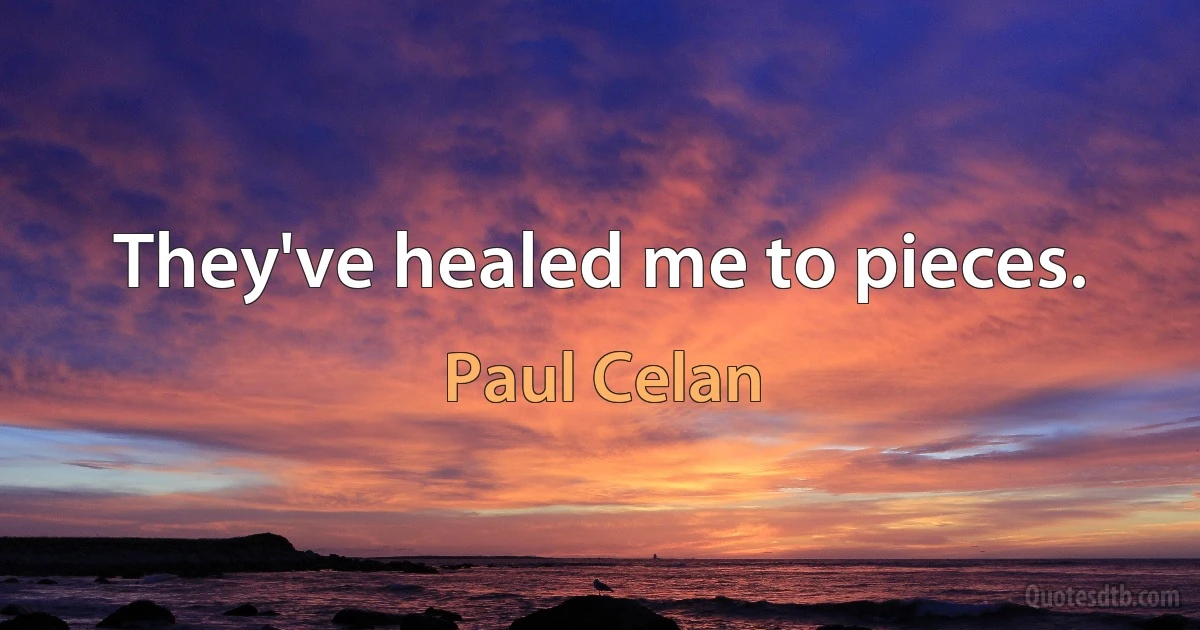 They've healed me to pieces. (Paul Celan)