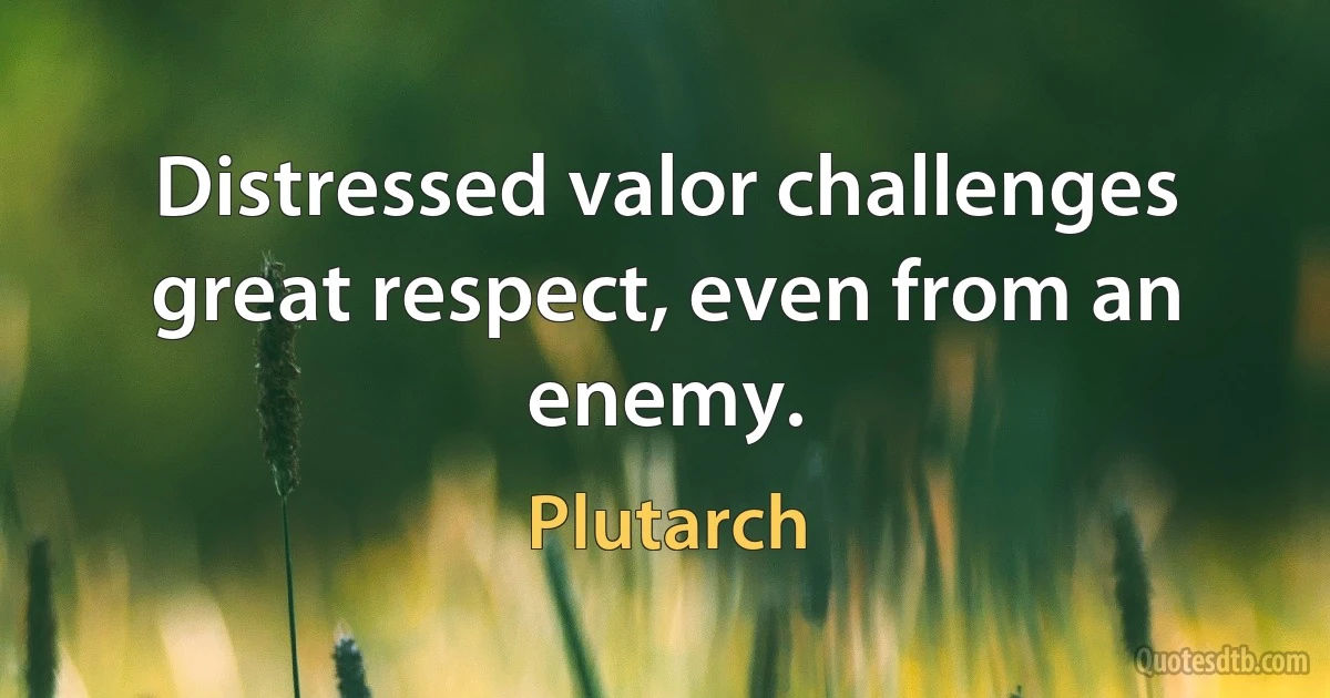 Distressed valor challenges great respect, even from an enemy. (Plutarch)