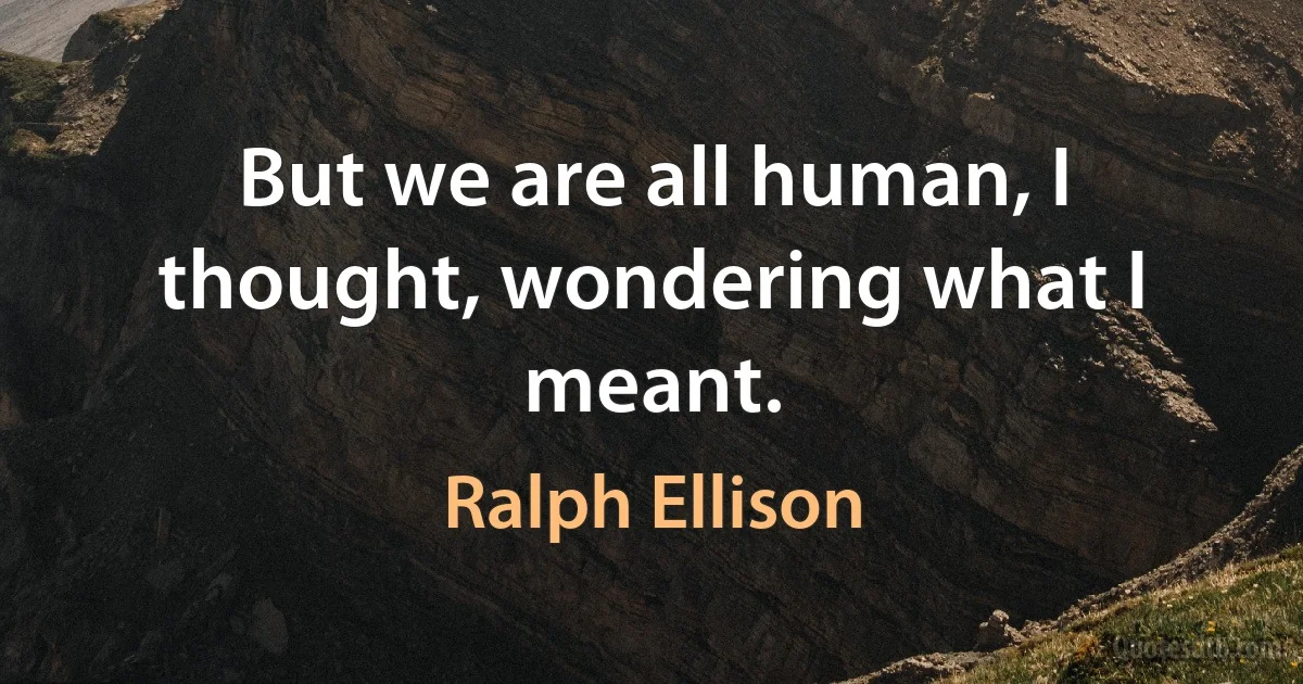 But we are all human, I thought, wondering what I meant. (Ralph Ellison)