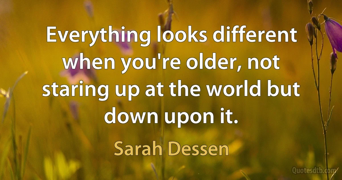 Everything looks different when you're older, not staring up at the world but down upon it. (Sarah Dessen)