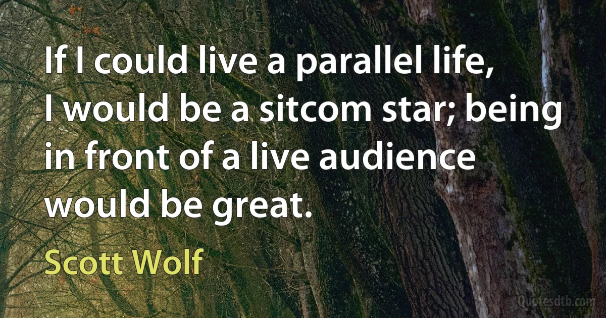 If I could live a parallel life, I would be a sitcom star; being in front of a live audience would be great. (Scott Wolf)