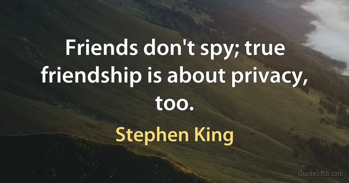 Friends don't spy; true friendship is about privacy, too. (Stephen King)