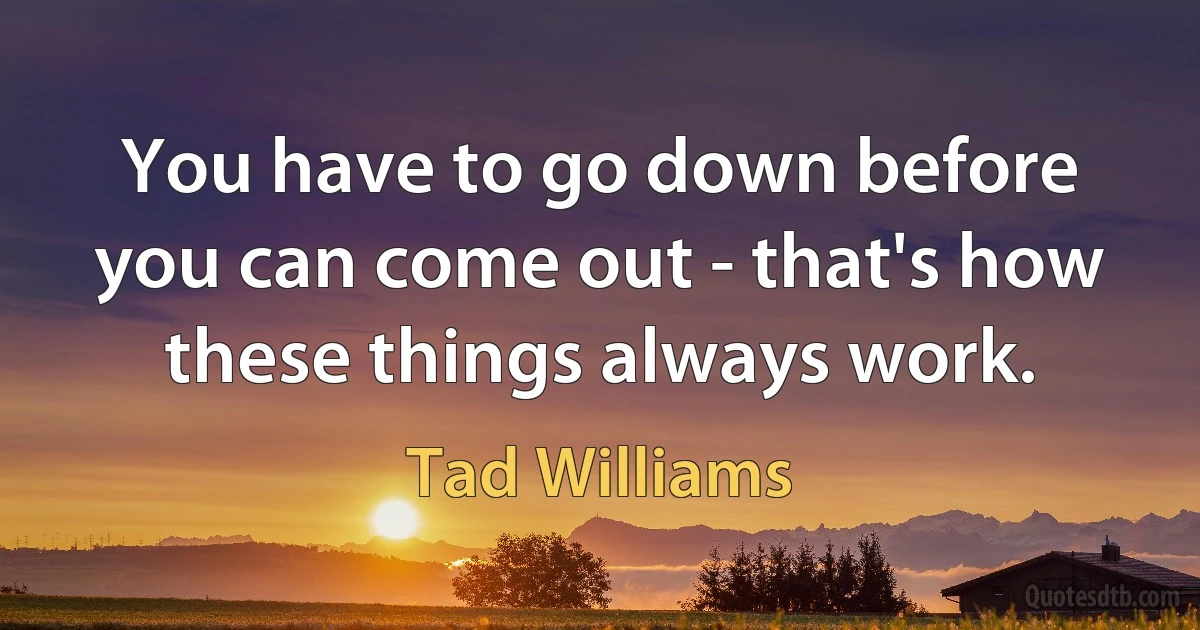 You have to go down before you can come out - that's how these things always work. (Tad Williams)