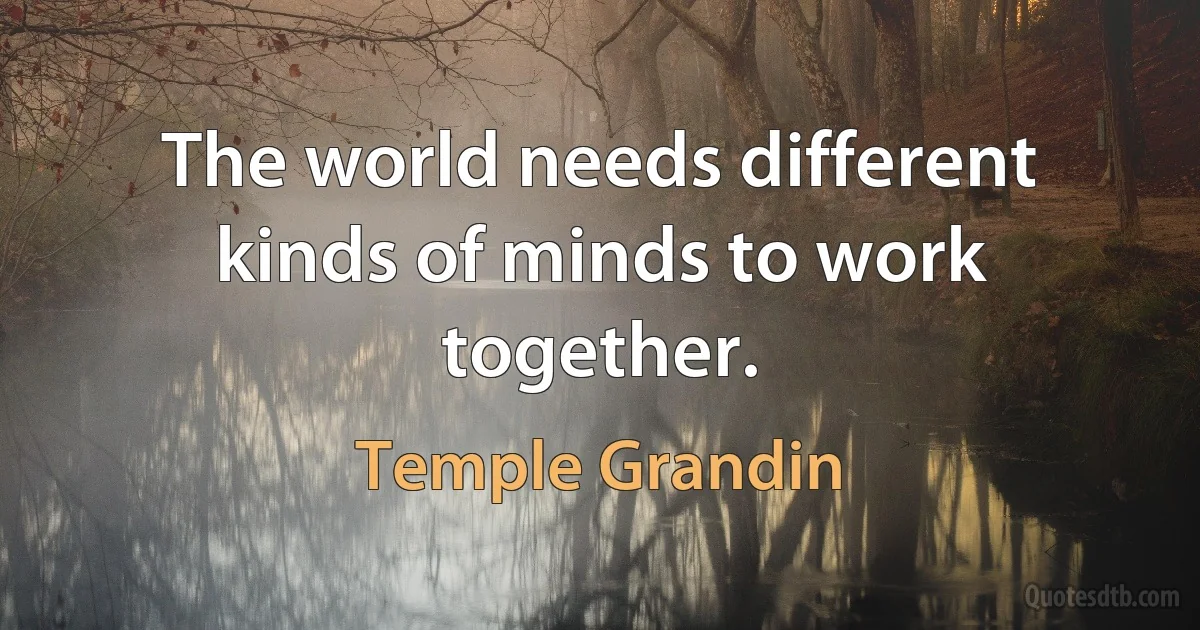 The world needs different kinds of minds to work together. (Temple Grandin)