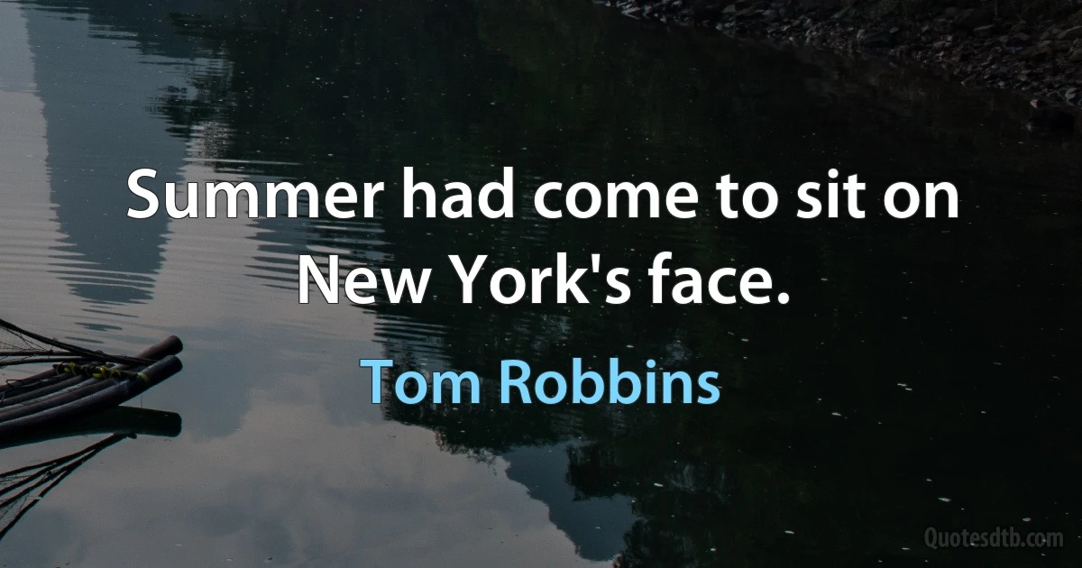 Summer had come to sit on New York's face. (Tom Robbins)