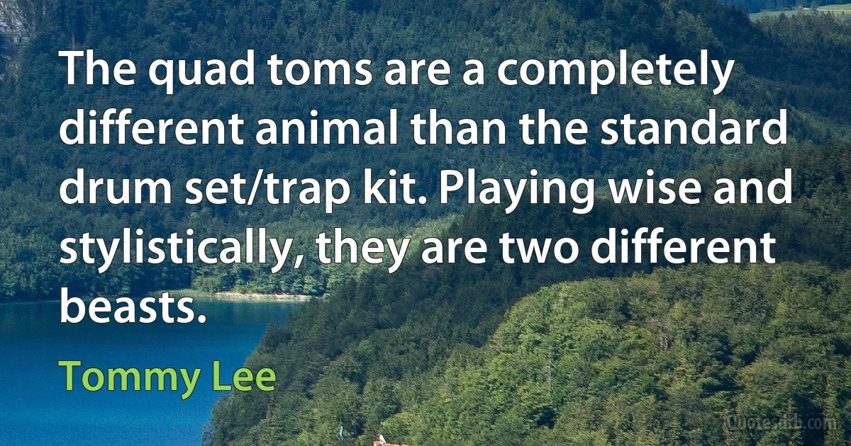 The quad toms are a completely different animal than the standard drum set/trap kit. Playing wise and stylistically, they are two different beasts. (Tommy Lee)