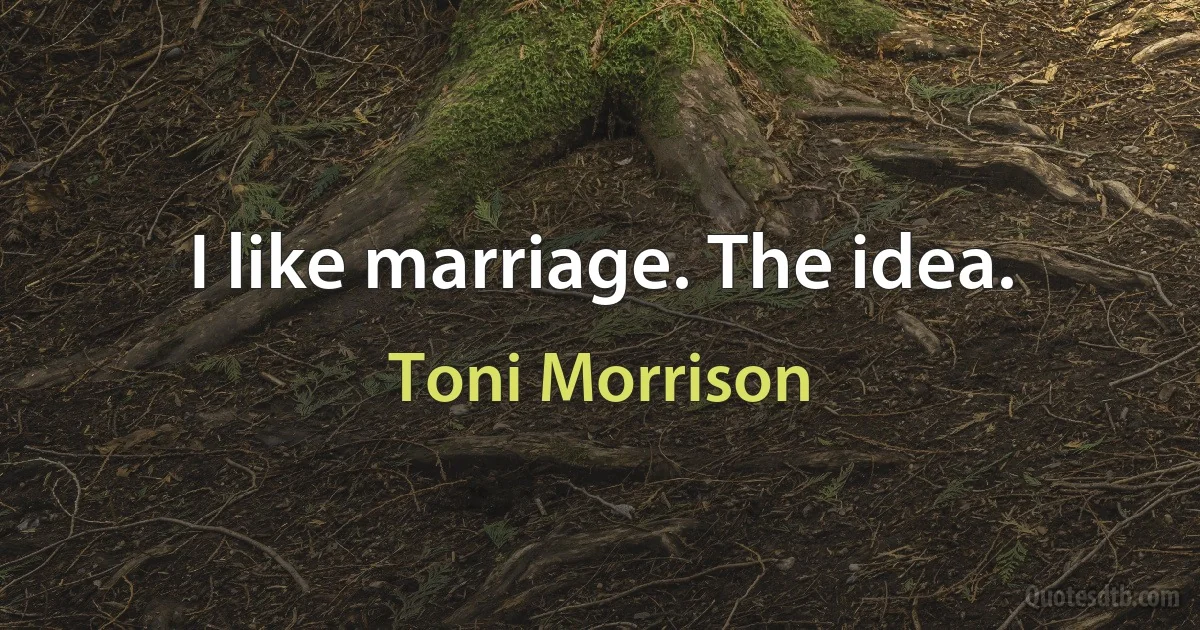 I like marriage. The idea. (Toni Morrison)