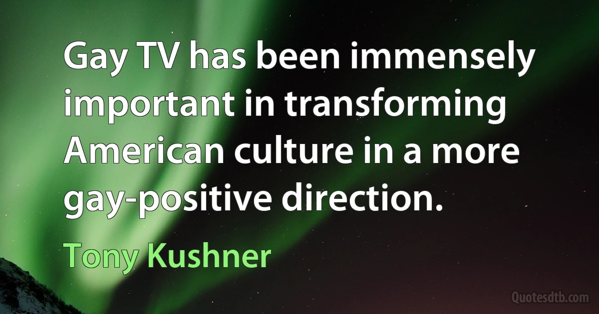 Gay TV has been immensely important in transforming American culture in a more gay-positive direction. (Tony Kushner)