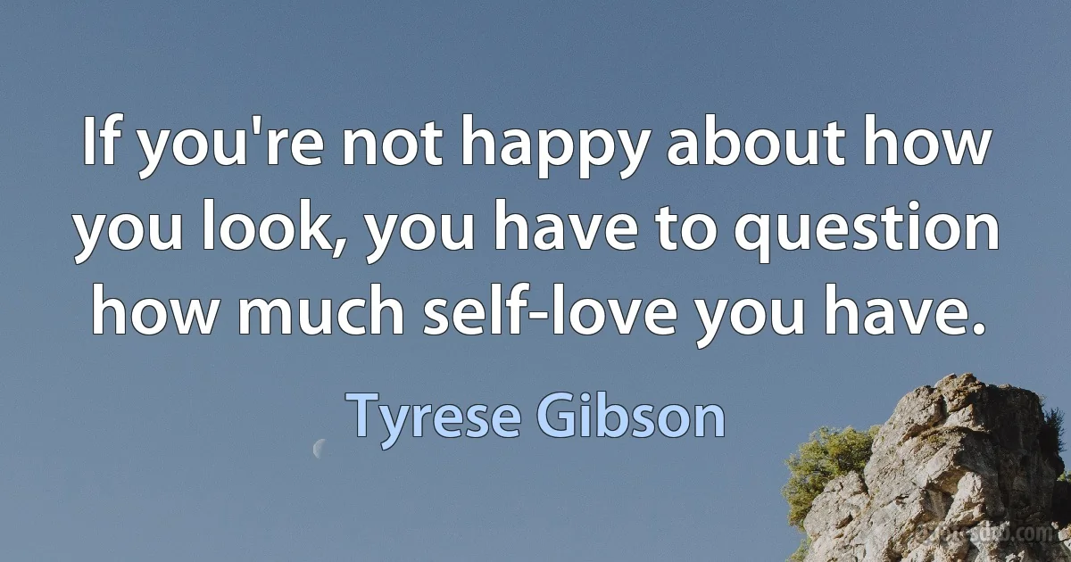 If you're not happy about how you look, you have to question how much self-love you have. (Tyrese Gibson)