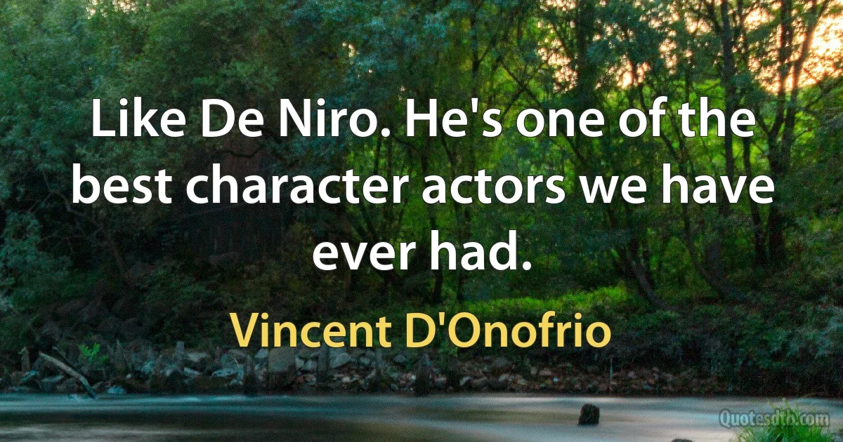 Like De Niro. He's one of the best character actors we have ever had. (Vincent D'Onofrio)